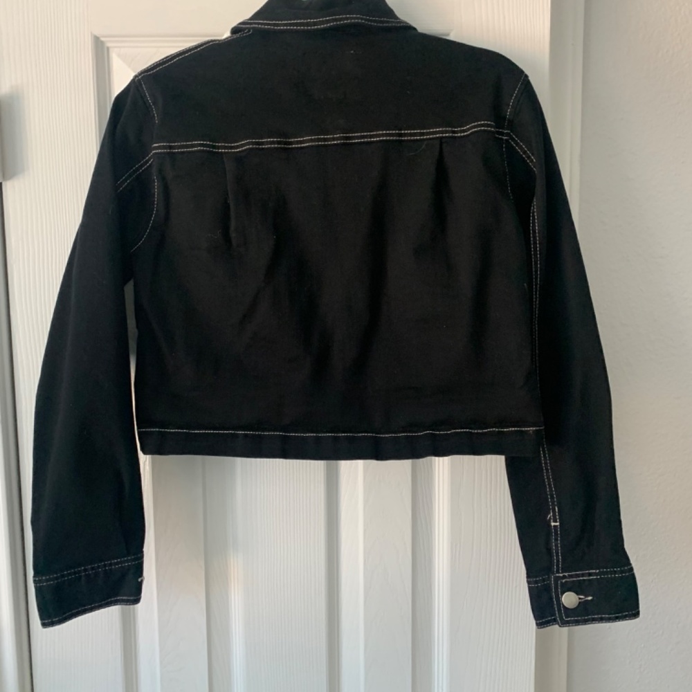 Black Cropped Button Down Jacket - image 2